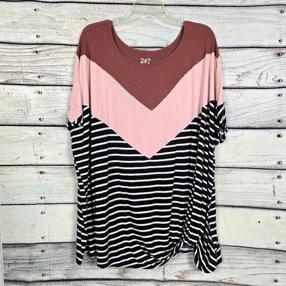 24/7 by Maurices Colorblock Stripe Tee 4X - Picture 3 of 8